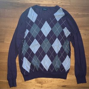 Croft & Barrow Sweater Men’s Medium Diamond Purple Pullover Long Sleeve